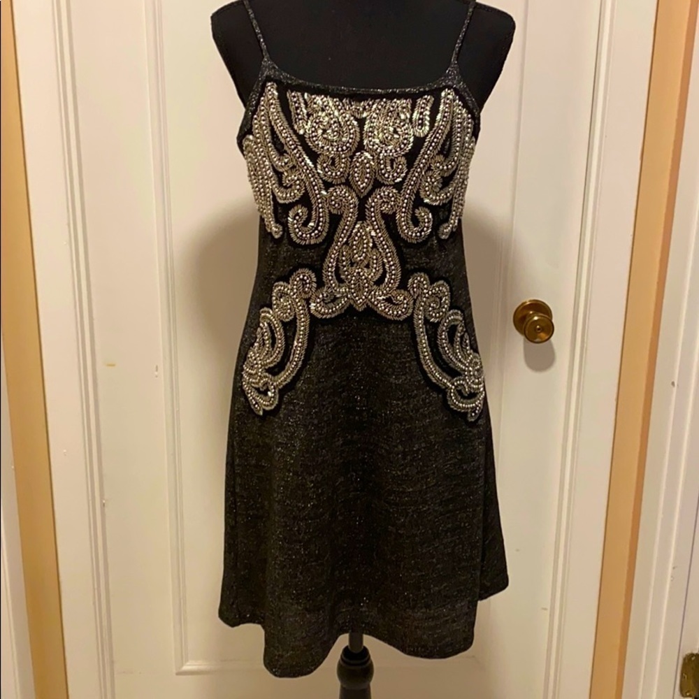 MNG silver Embroidered mini dress Medium